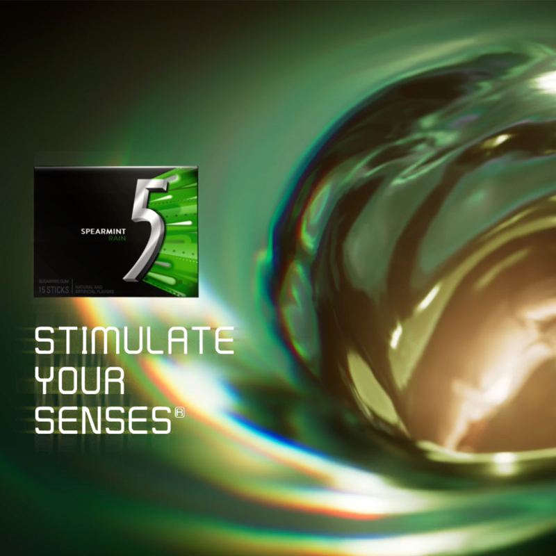 5 Gum Spearmint Rain Sugarfree Chewing Gum, 35-Stick Pack