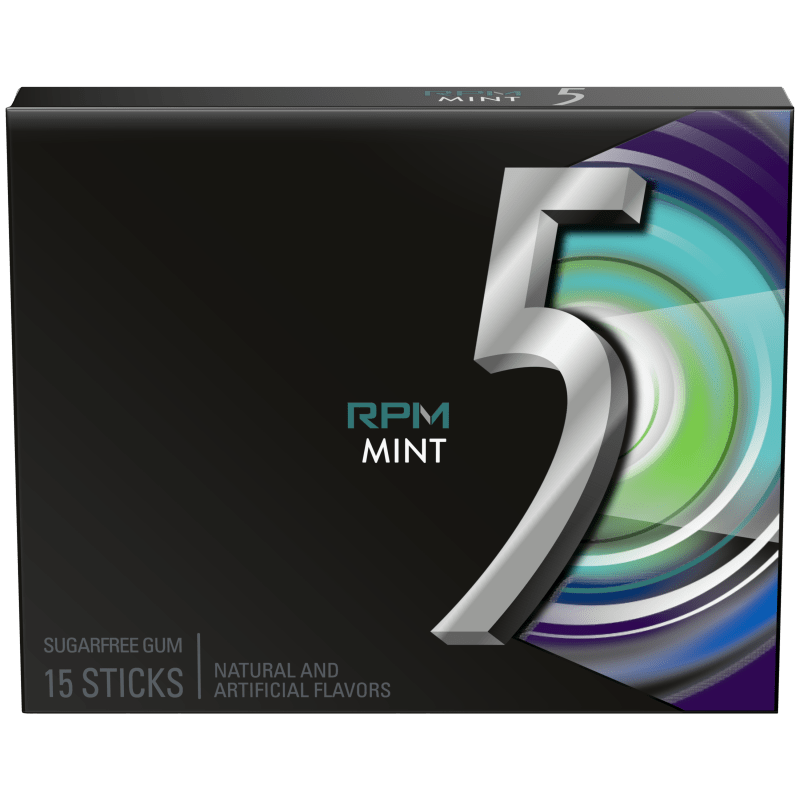 5 Gum RPM Mint Sugarfree Chewing Gum, Single Pack