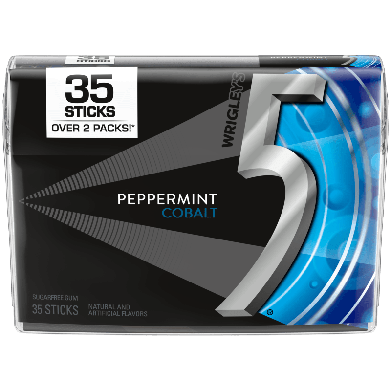 5 Gum Peppermint Cobalt Sugarfree Chewing Gum, 35-Stick Pack