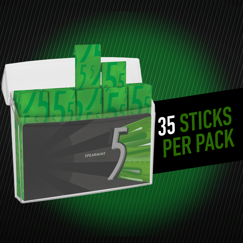 5 Gum Spearmint Rain Sugarfree Chewing Gum, 35-Stick Pack