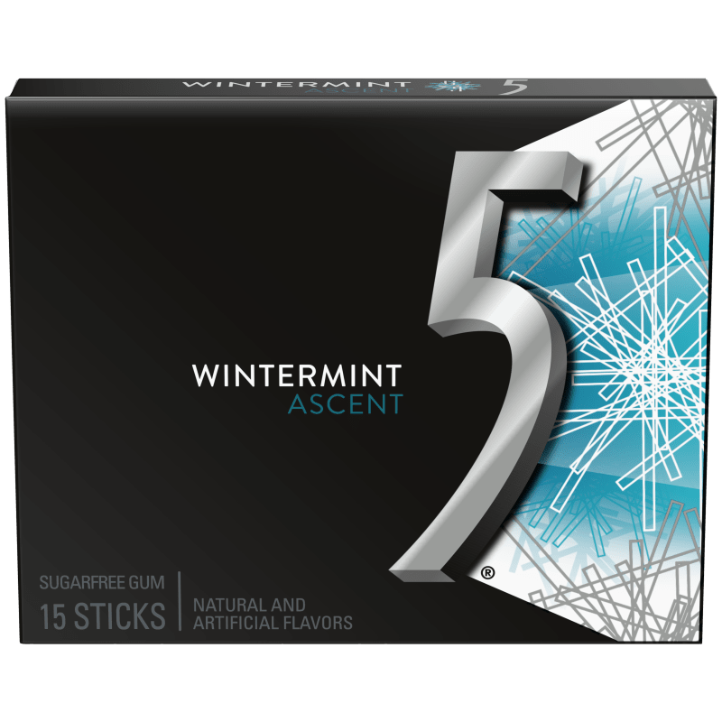 5 Gum Wintermint Ascent Sugarfree Chewing Gum, 15-Stick Pack