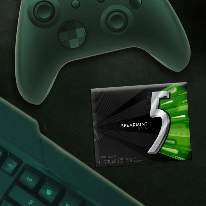5 Gum Spearmint Rain Sugarfree Chewing Gum, 15-Stick Pack