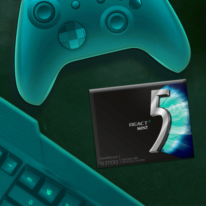 5 Gum React Mint Sugarfree Chewing Gum, Single Pack