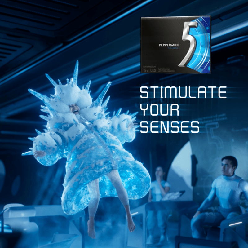 5 Gum Peppermint Cobalt Sugarfree Chewing Gum, 15-Stick Pack (Pack of 3)