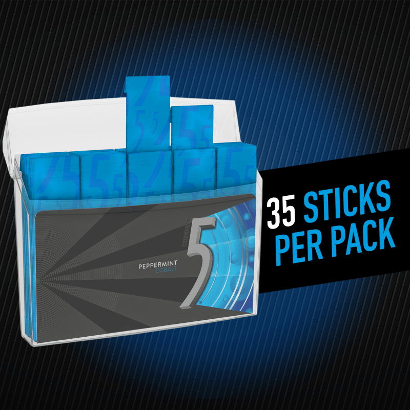 5 Gum Peppermint Cobalt Sugarfree Chewing Gum, 35-Stick Pack