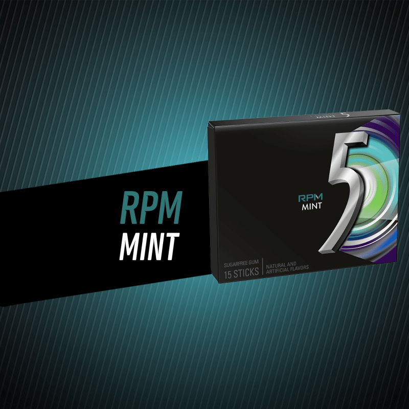5 Gum RPM Mint Sugarfree Chewing Gum, Single Pack