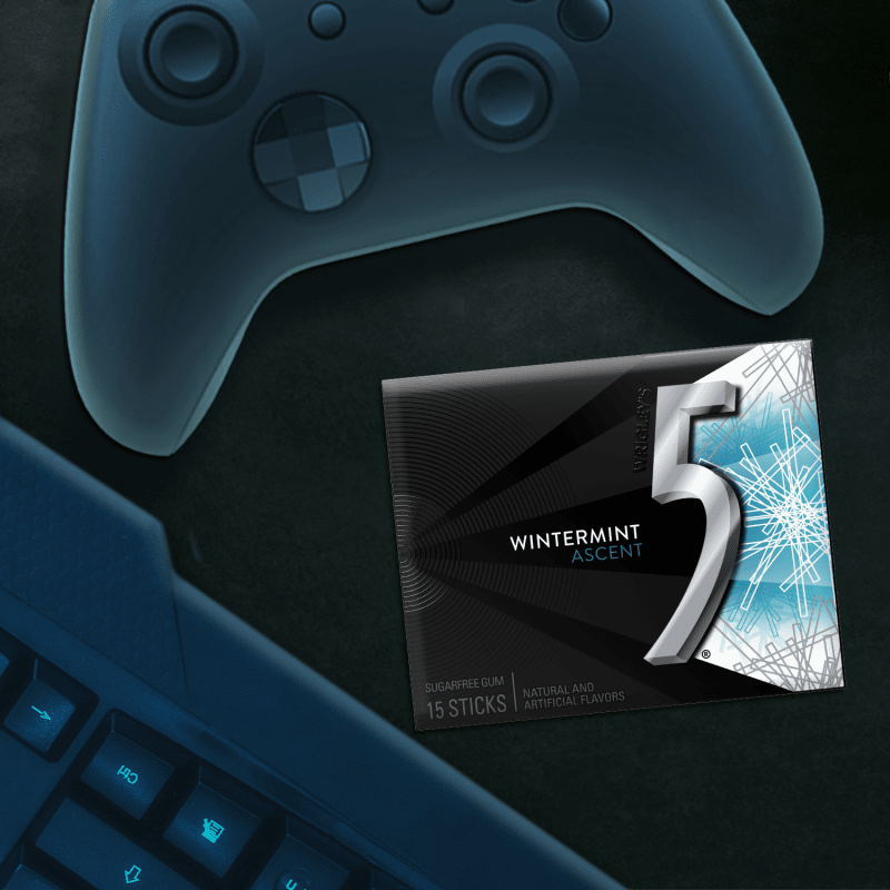 5 Gum Wintermint Ascent Sugarfree Chewing Gum, 15-Stick Pack